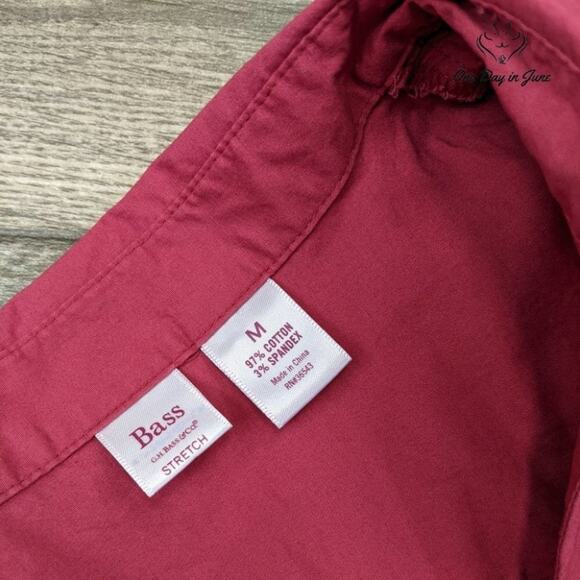 Bass Long Sleeve Stretch Button Down Top Size M - Picture 2 of 5